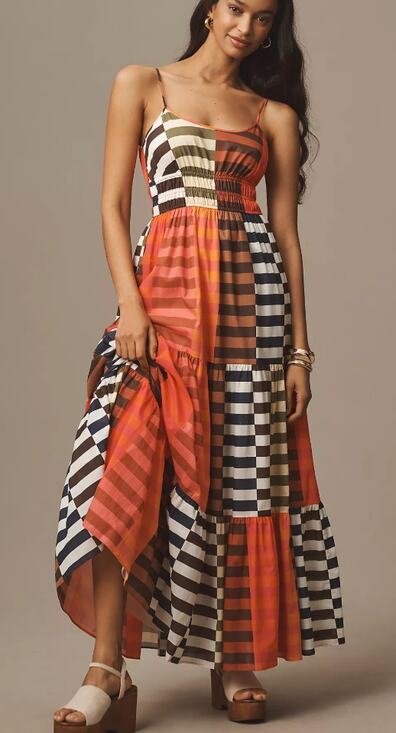 Hutch Dresses & Skirts - Hutch Silvana Tiered Striped Colorblock Maxi Dress Pink Multi Small